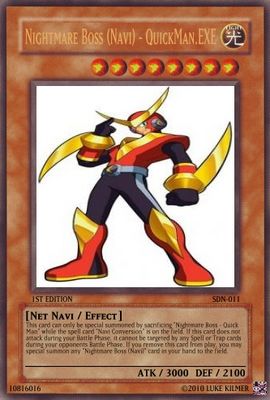 QuickMan EXE by zacexe3
QuickMan.EXE is another of those that managed to be just as dangerous as his Robot Master counterpart.  Okay, maybe not AS bad, but still pretty nerve-wracking.
