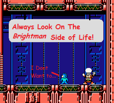 Look on the Bright Man Side by RenzokukenLionheart
It's a bit risky, looking at the Bright Man side.  It does raise a point though, it would make sense if you could dodge the Flash Stopper simply by not looking directly at the Bright Man.
