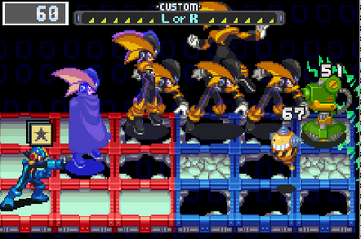 Bass Buster by ablon08
So evidently, while playing with romhacking, ablon08 set Megaman's buster to trigger a Bass attack...  And thus this happened.
