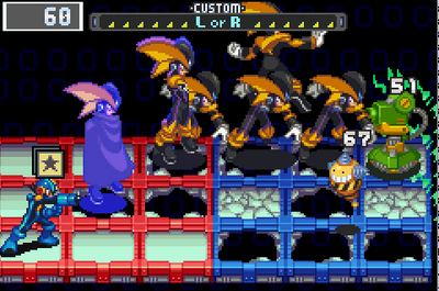 Bass Buster by ablon08
So evidently, while playing with romhacking, ablon08 set Megaman's buster to trigger a Bass attack...  And thus this happened.
