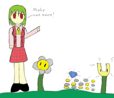 Yuka's Garden by GoldNTearuka
I'd be careful, trying to steal any shinies from Yuka...  Those watermelon catapults hurt!
