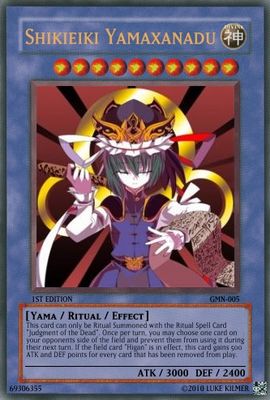 Shikieiki Yamaxanadu by zacexe3
This card sounds like it has the potential to become quite powerful indeed.  Of course, one does have to rely on a ritual to summon her.
