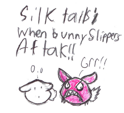 Slippaz by ioddandodd
Fear the Silktails!  They are truly evil little bunny slippers.  It gets better once you level up more and get better armor, but when you first get to the Upper Land Forest?  Look out!
