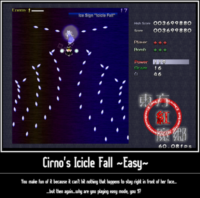 Who's the 9 Now by GandWatch
Cirno does raise a point there...  Sure Icicle Fall is legendary for how silly it is on Easy mode..... but just what are you doing playing Easy mode, anyway?  You do realize Reisen and Tewi are laughing at you, don't you?
