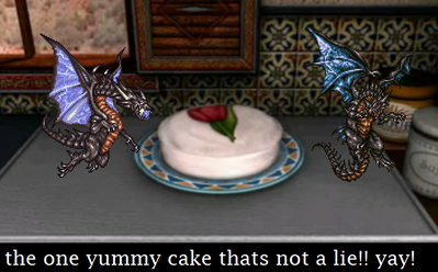 The Non Lie Cake by ioddandodd
The cake may not be a lie, but the dragons there don't seem to want to share.
