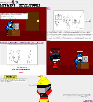 The Gang Plays MSPA by GandWatch
Poor Mega Man...  I have a feeling you're going to have a tough time with Reimu... ^_^;  Whoever is in charge of this particular MS Paint Adventure seems to agree ^_^;
