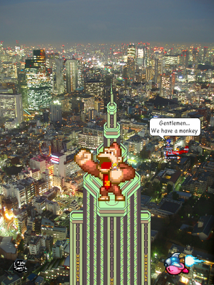 We Have a Monkey by GandWatch
Well, if one really thinks about it, this was basically DK's original role... ^_^;  Mario, I think you're going to need a bigger plane...
